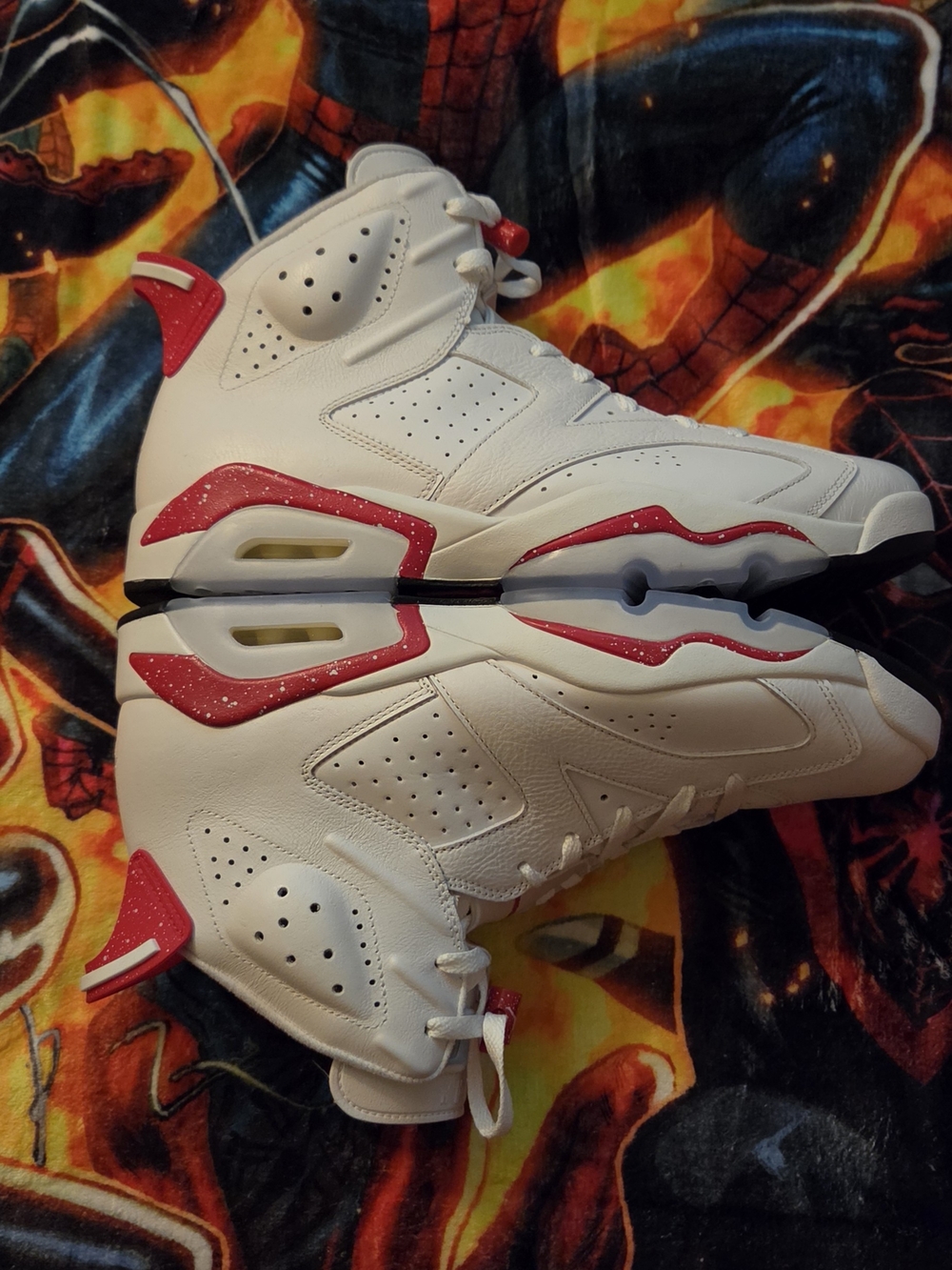 Air Jordan Retro 6 Red Oreo Hi-top Sneakers White University Red Mens Size 13